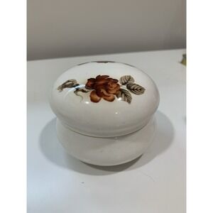Vintage 1981 Liisa Trinket Box Hand painted Rose Ceramic